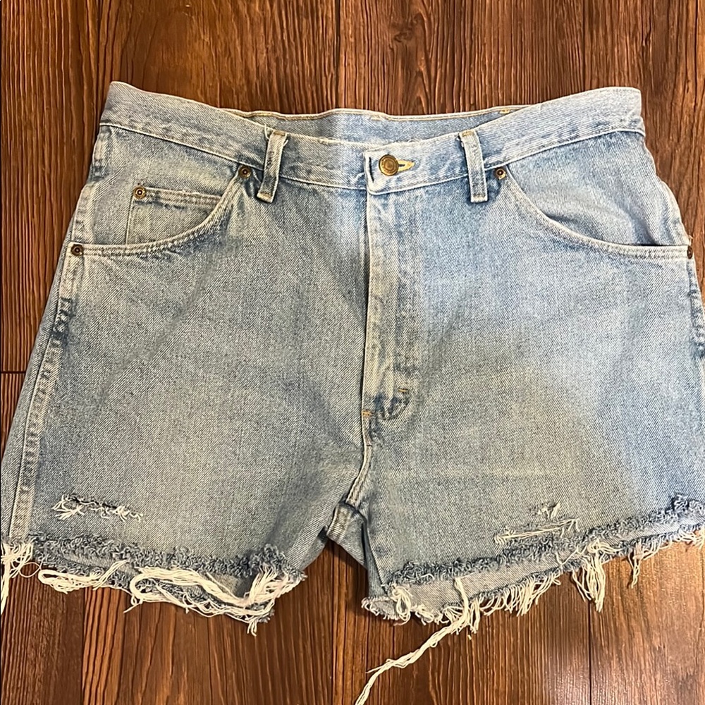 Wrangler Light Blue Distressed Jean Shorts